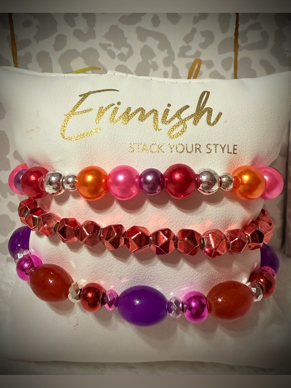 New ERIMISH Bracelets 3 Pc Stack - Red - Custom Regular, Kids or Extended Size